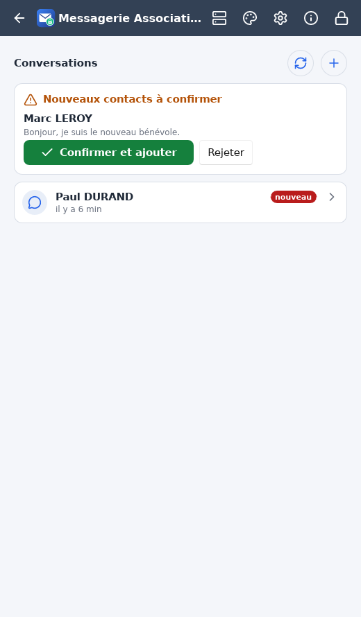 Un nouveau contact à confirmer dans C-Connect.